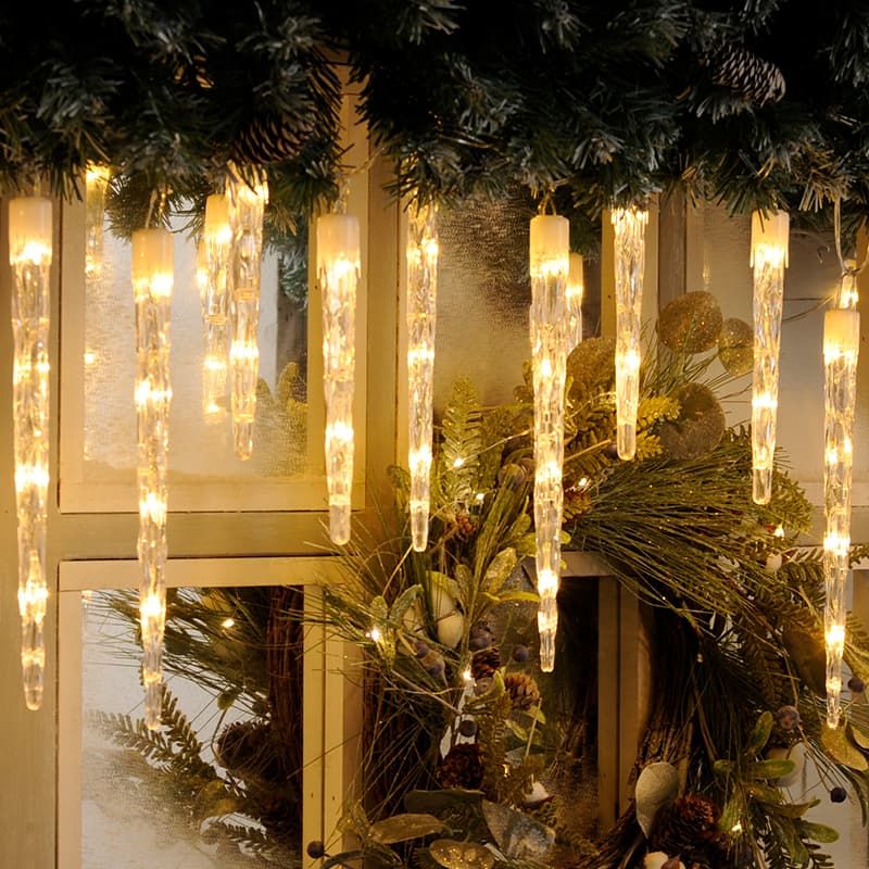 24 Colour Changing Icicle Lights White and Warm White