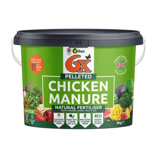 6X Pelleted Chicken Manure Tub 8kg