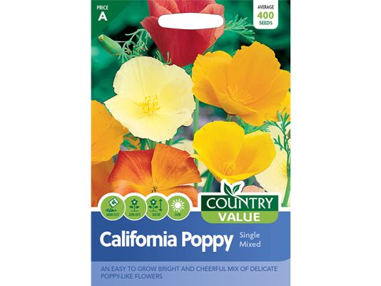 Eschscholzia Californian Poppy 'Single Mixed' Seeds