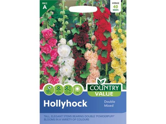 Hollyhock 'Double Mixed' Seeds