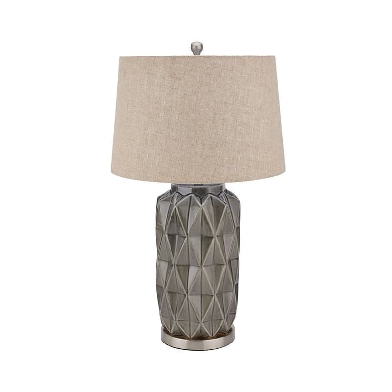 Acantho Grey Ceramic Lamp with Linen Shade