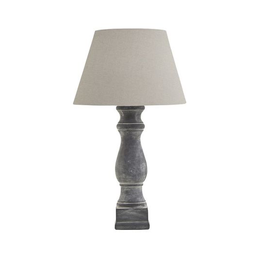 Amalfi Grey Candlestick Table Lamp with Linen Shade