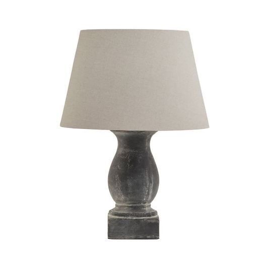 Amalfi Grey Pillar Table Lamp with Linen Shade