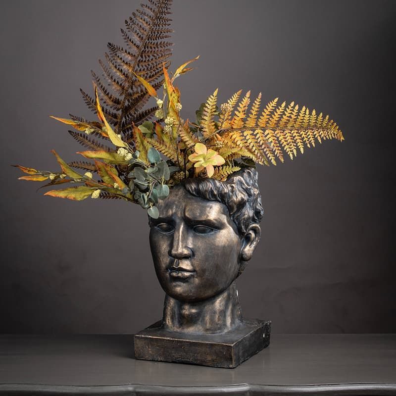 Roman Head Planter in Antique Bronze Indoor/Outdoor