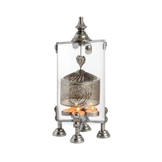 Antique Silver Heart Lantern Spinner