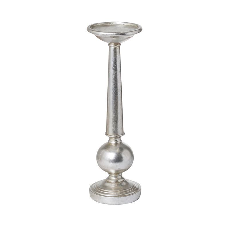 Antique Silver Column Candle Stand - Small