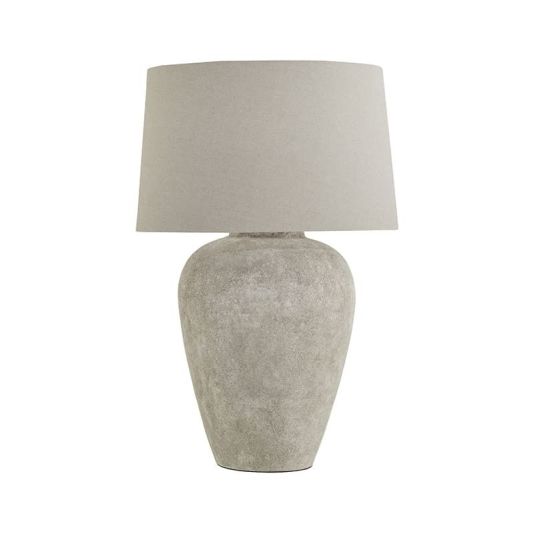 Athena Aged Stone Tall Table Lamp with Linen Shade