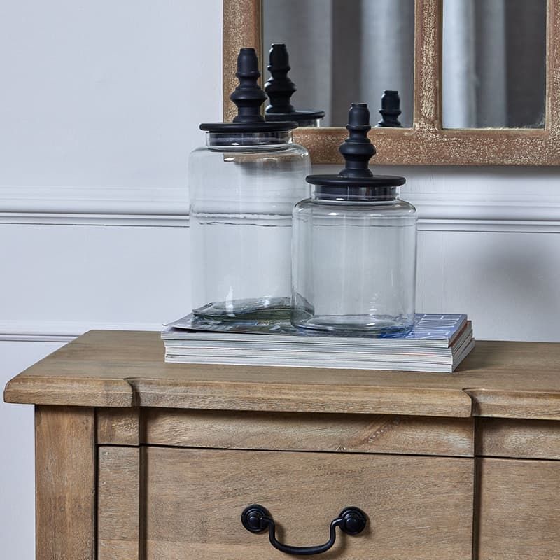 Black Finial Glass Canister - Small