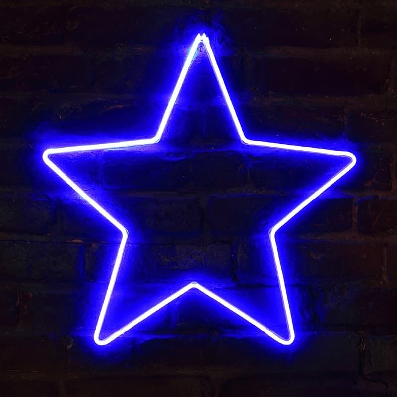 Blue Neon Star With Timer 50cm