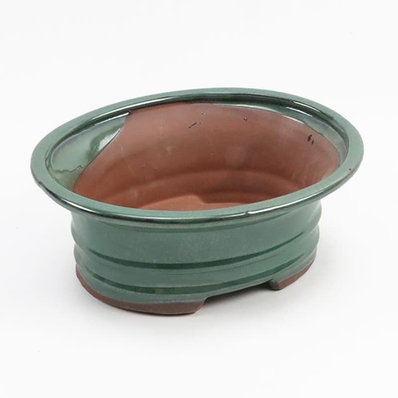 Bonsai Oval Green Pot 16cm