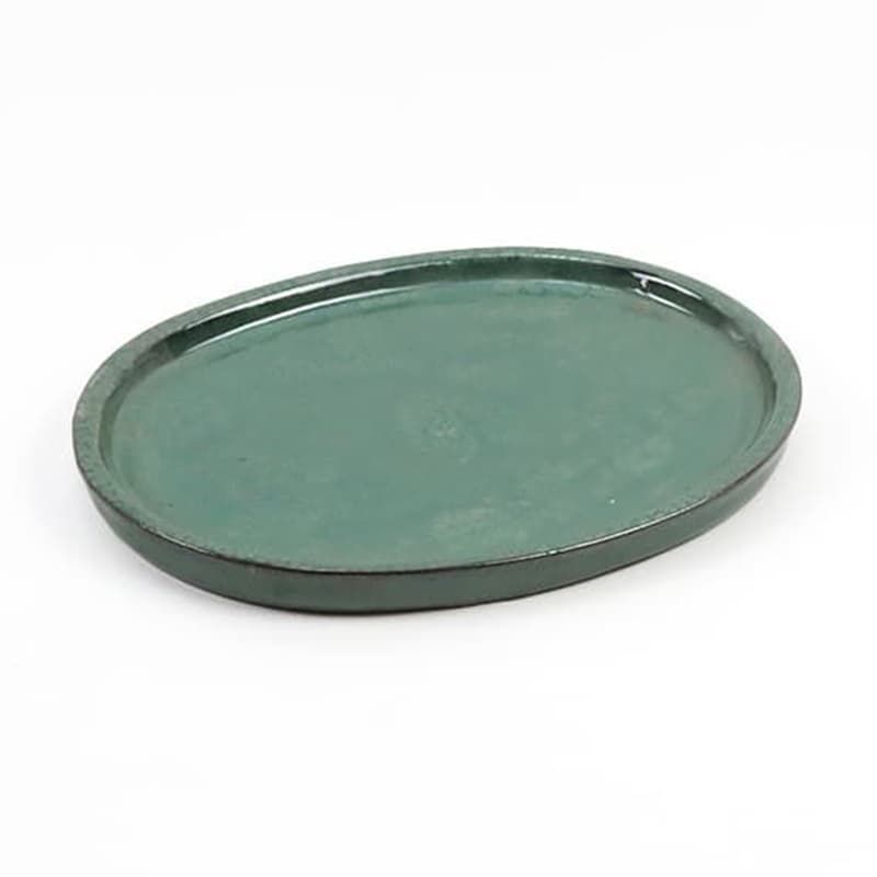 Bonsai Oval Green Saucer 16cm