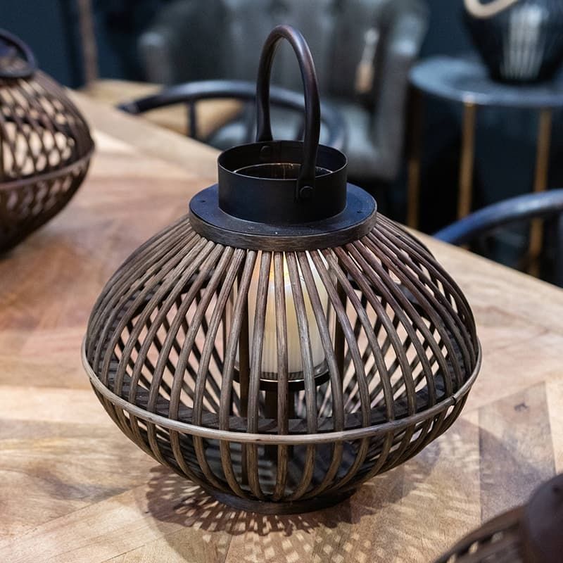Brown Bamboo Style Lantern - Small