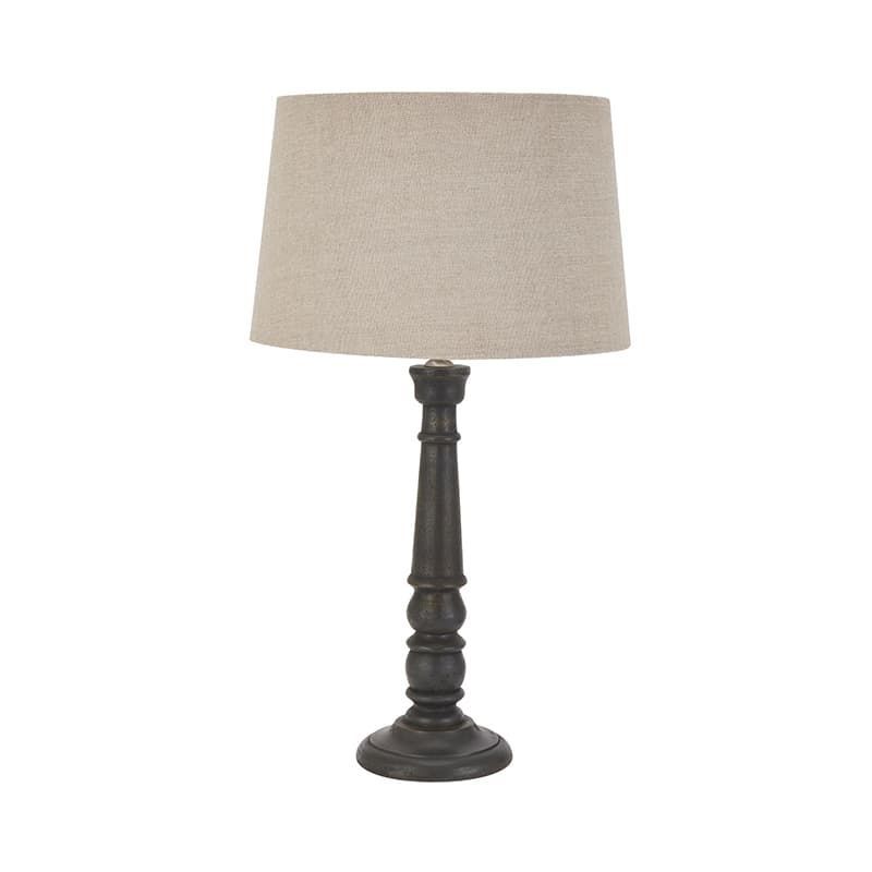 Delaney Grey Bead Candlestick Lamp with Linen Shade