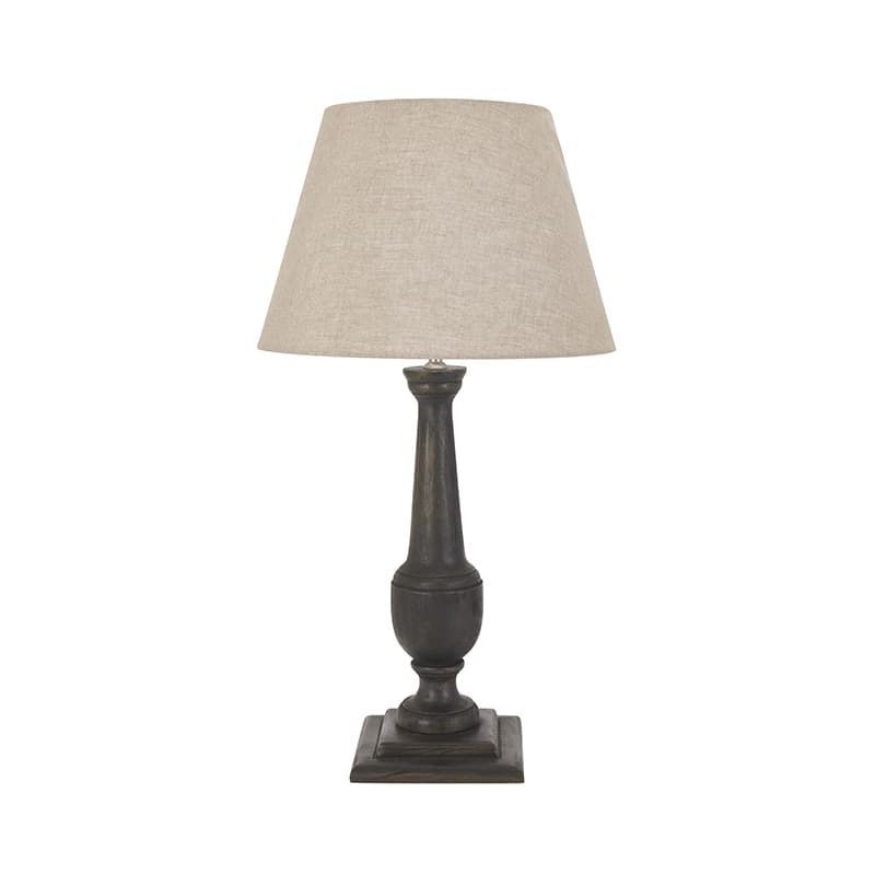 Delaney Grey Goblet Candlestick Lamp with Linen Shade