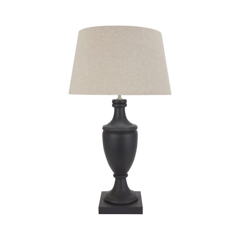 Delaney Grey Pillar Lamp with Linen Shade