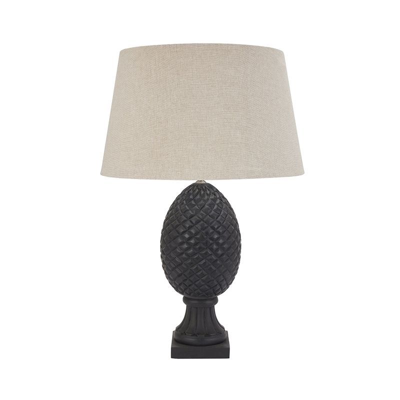 Delaney Grey Pinapple Lamp with Linen Shade