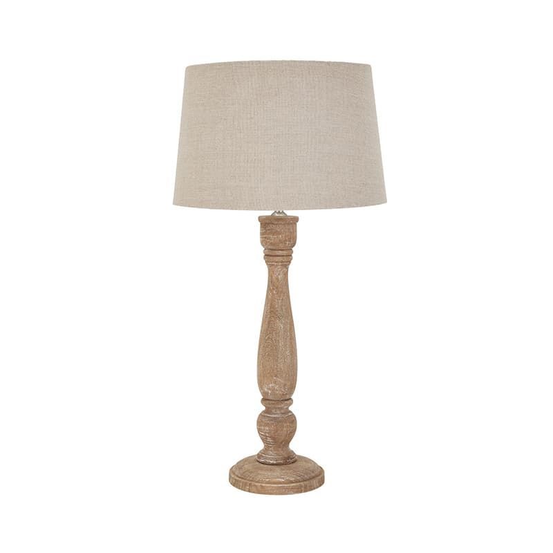 Delaney Natural Wash Candlestick Lamp with Linen Shade