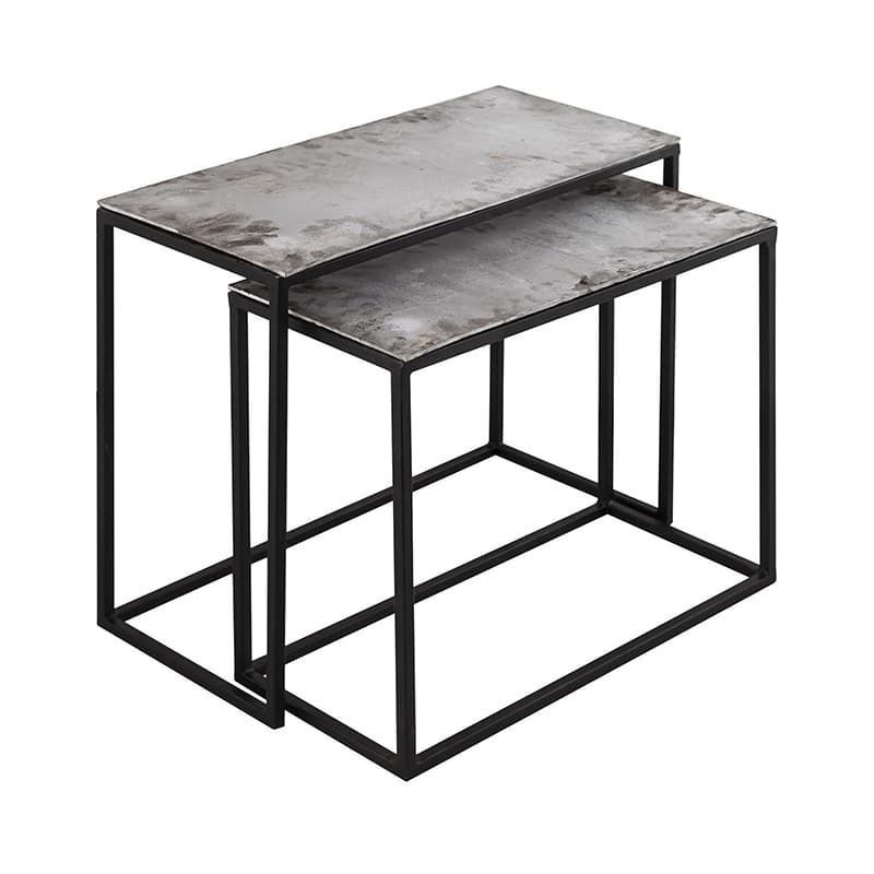 Farrah Collection Silver Set of Two Side Tables