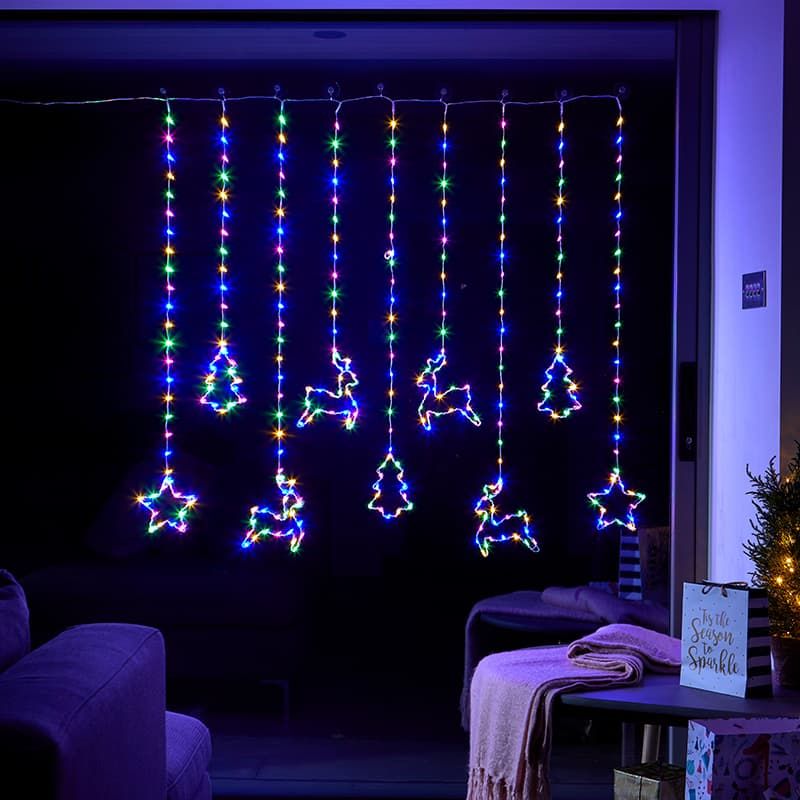 Festive Curtain Lights Multicolour 1.2m