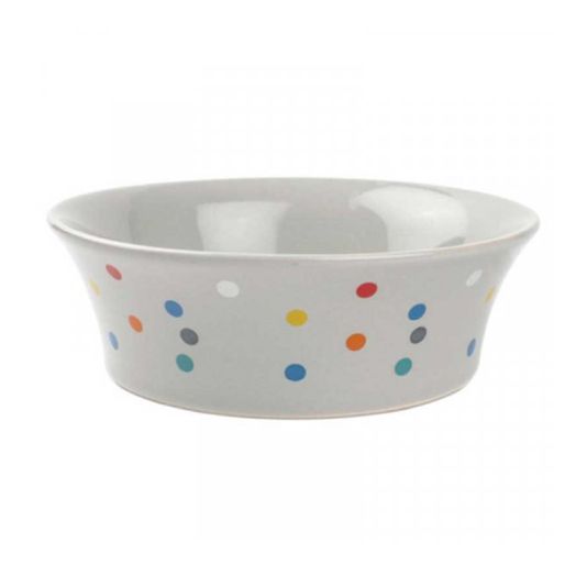Flared Polka Dot Ceramic Pet Bowl 15cm