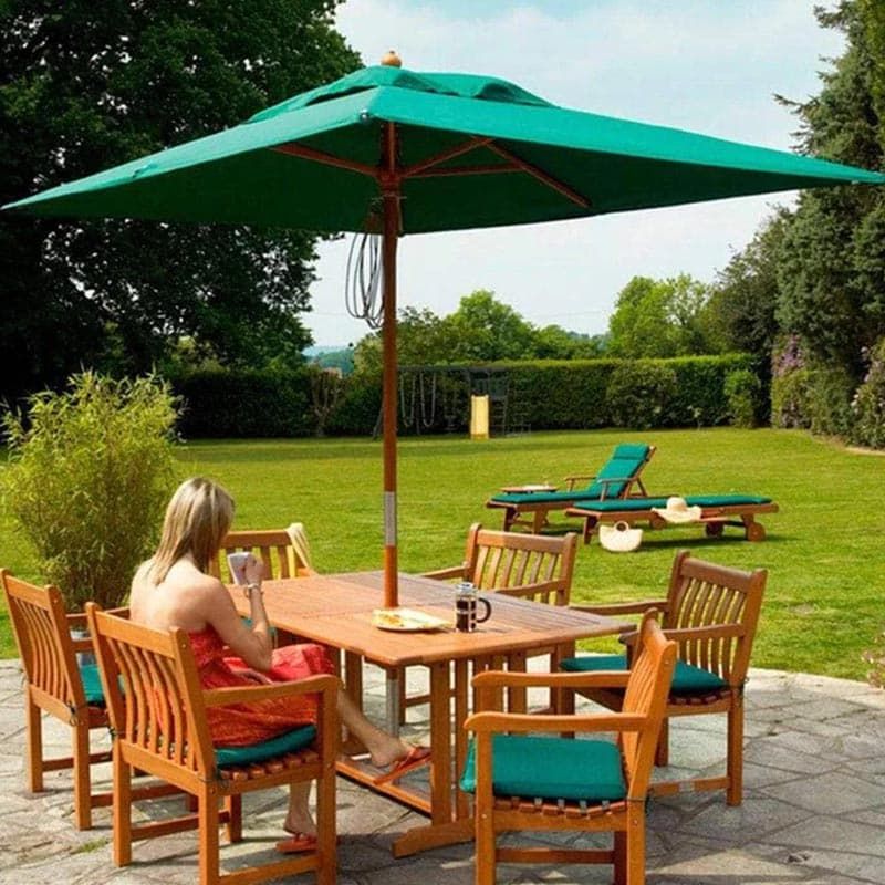 Forest Green Hardwood Rectangular Parasol with Pulley 3m x 2m