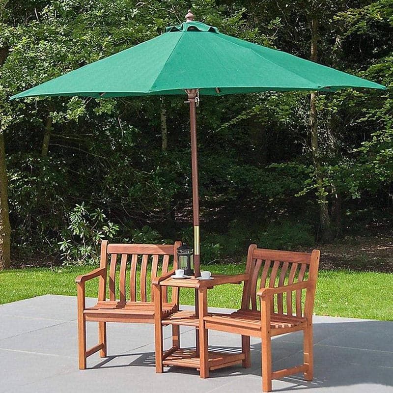 Forest Green Hardwood Round Parasol with Pulley 3m