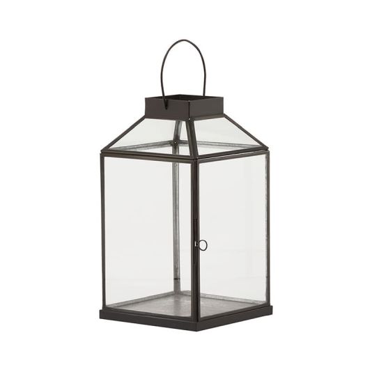Glass Top Black Lantern - Small