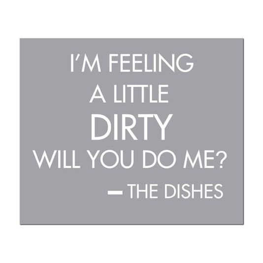 'I'm Feeling a Little Dirty will you do me the Dishes' Silver Foil Plaque