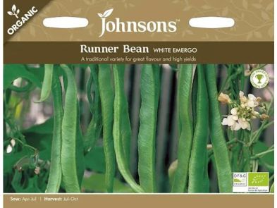 Runner Bean 'White Emergo' Organic Seeds