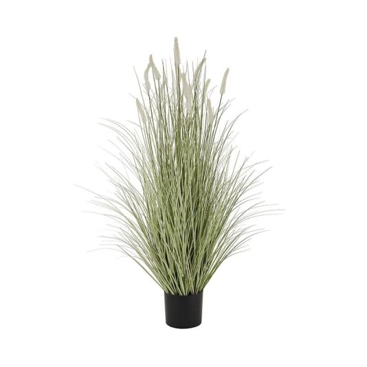 Large Faux Bunny Tail Grass in Black Pot