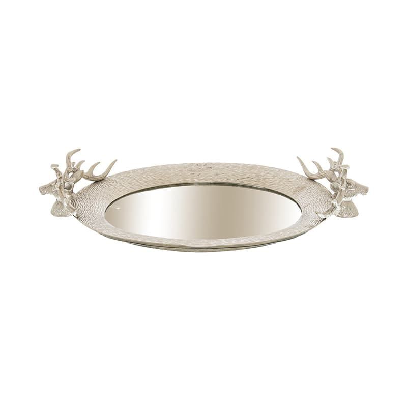 Mirrored Tray with Stag Heads