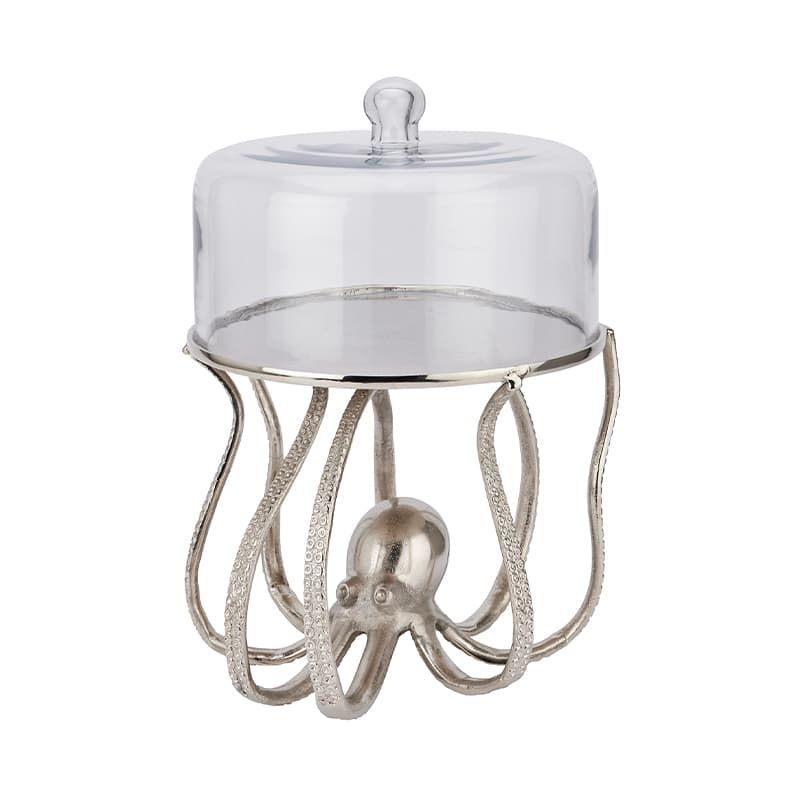 Silver Octopus Cake Stand Cloche