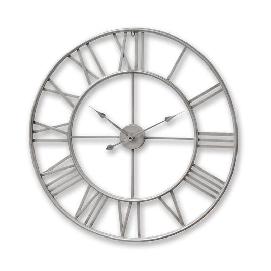 Large Silver Skeleton Wall Clock
