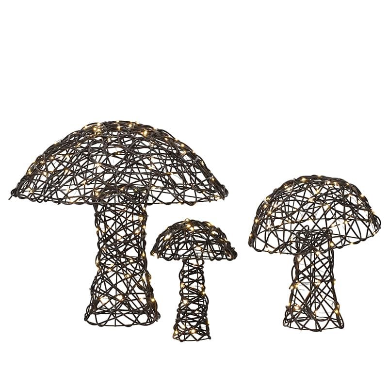 Light Up Wicker Mushrooms