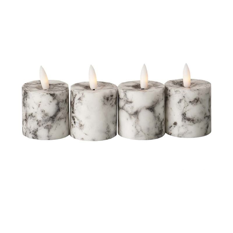 Luxe Collection Natural Glow Marble Set of Four LED Votives