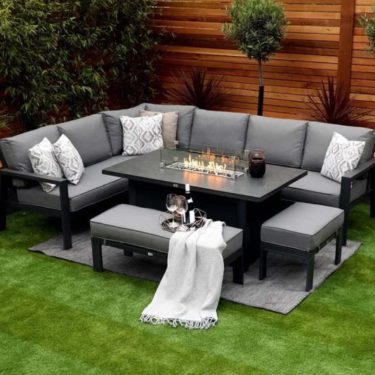 Melbury Corner Set with Firepit Table