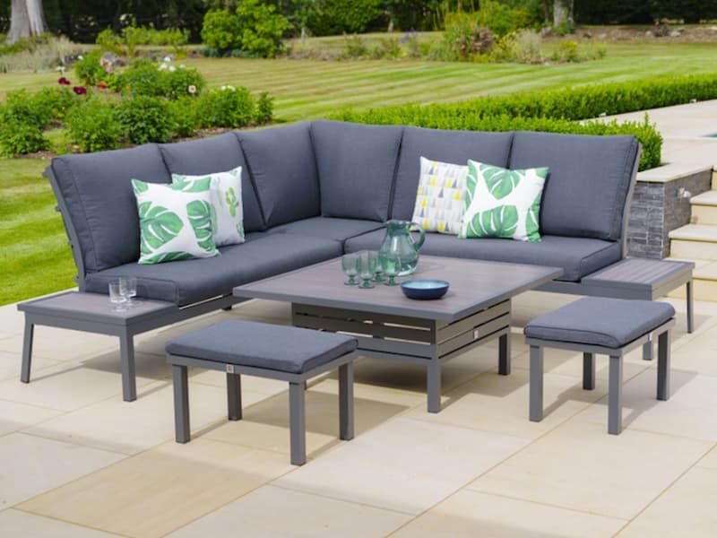 MILANO DINING SET WITH FOOTSTOOLS