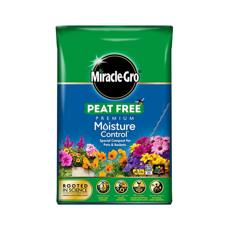 Miracle-Gro Peat Free Moisture Control Compost for Pots & Baskets 40 Litre