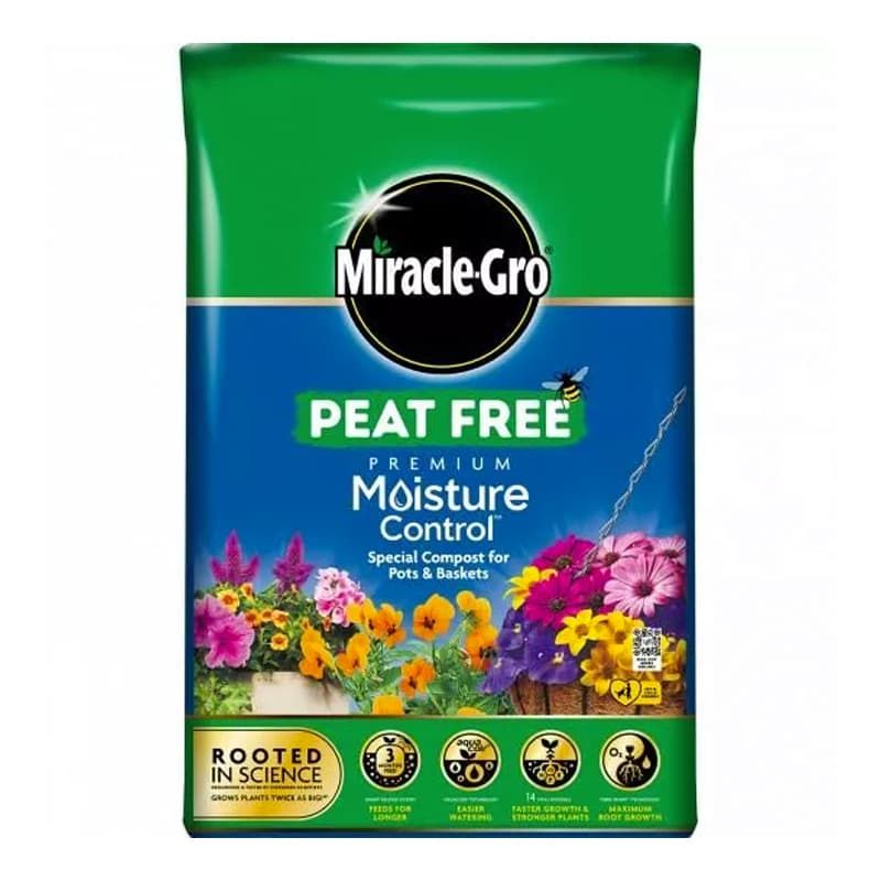MIRACLE-GRO MOISTURE CONTROL PEAT FREE COMPOST 40LTR