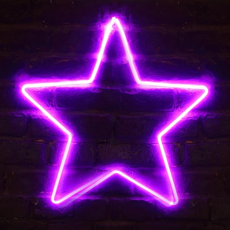 Pink Neon Star With Timer 50cm