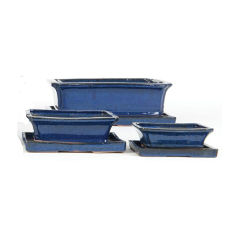 Bonsai 4 Rectangular Blue 15cm Pot