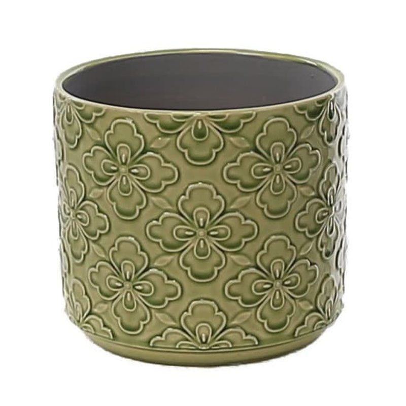 Flower Cylinder Pot Cover Green 14cm