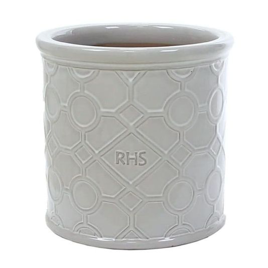 RHS Lattice Pot Cylinder White 18cm