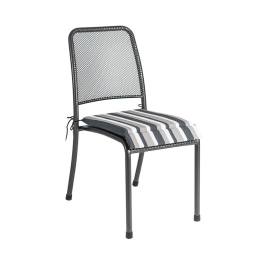 Portofino Stacking Chair Cushion - Charcoal Stripe
