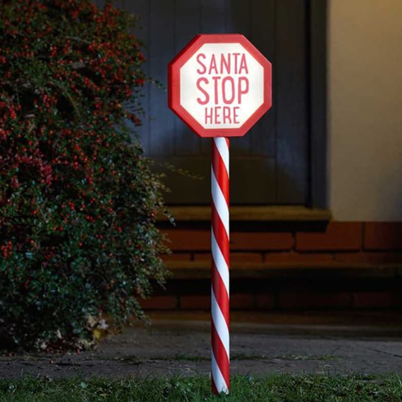 Santa Stop Here Light Up Sign