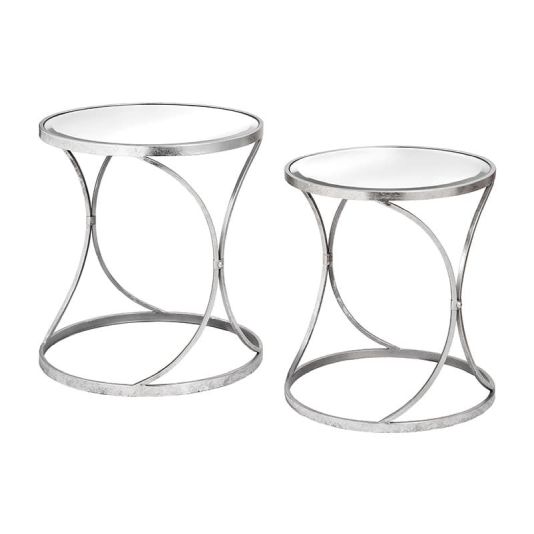 Silver Curved Design Set of Two Side Tables