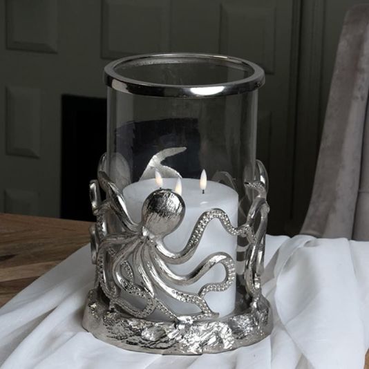 Silver Octopus Hurricane Lantern