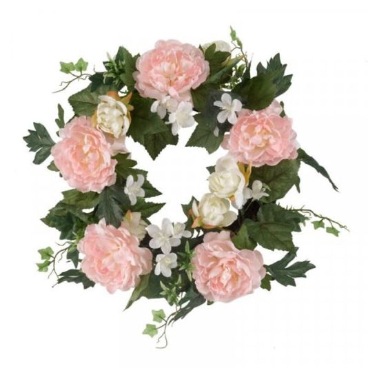 Peony Whirl Artificial Wreath 40cm