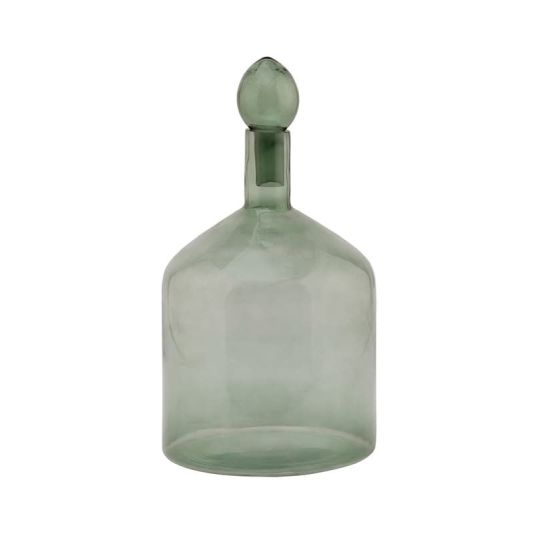 Smoked Sage Glass Bottle with Stopper - Short