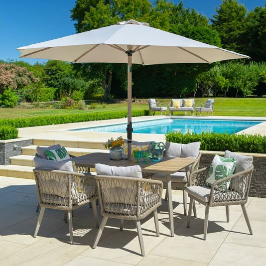 Sorrento 6 Seat Dining Set with Parasol